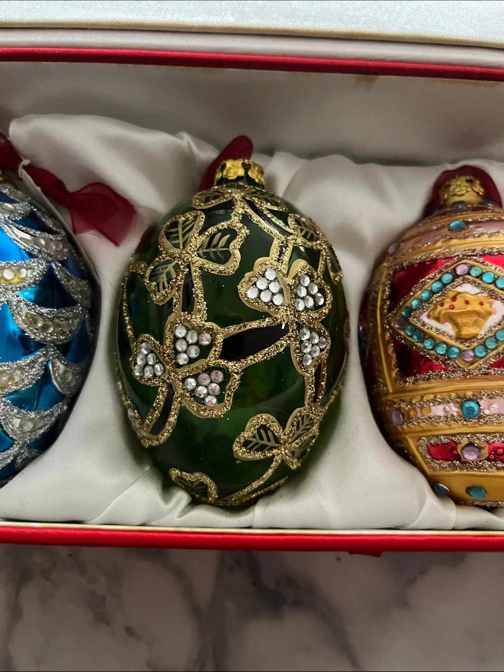 Joan Rivers Classic Russian Fabergé inspired Egg ornaments set of four